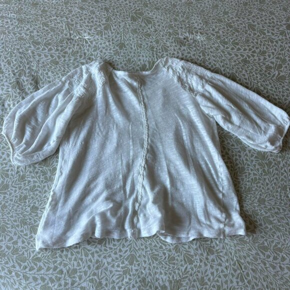 Anthropologie Meadow Rue Womens ExtraSmall Blouse Top Embroidered in White - Picture 3 of 8